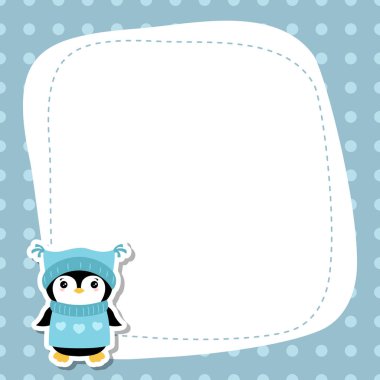 Penguen ve senin metin için yer ile Noel ve yılbaşı tebrik kartı.