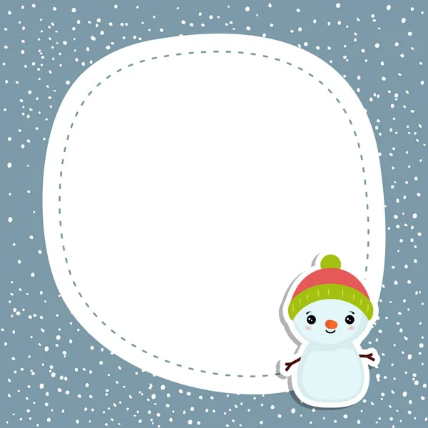 Christmas New Year Greeting Card Snowman Space Your Text — Stock Vector