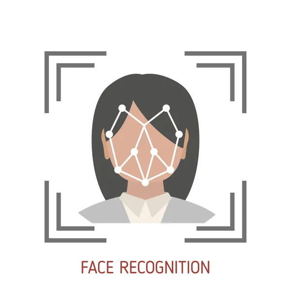 Концепция Биометрической Идентификации Распознавания Лиц Модный Плоский Дизайн — стоковый вектор