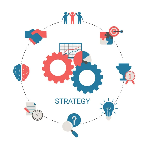 Projektet Och Strategi Affärsidé Isolerade Vektorillustration Trendiga Platt Design — Stock vektor