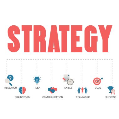 İş ve iş ikonları/simgeleri ile pazarlama stratejisi kavramı. Modern düz tasarım.