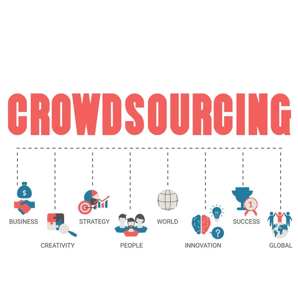 クラウドソーシングのコンセプトです ベクトル図を分離しました トレンディなフラット デザイン — ストックベクタ