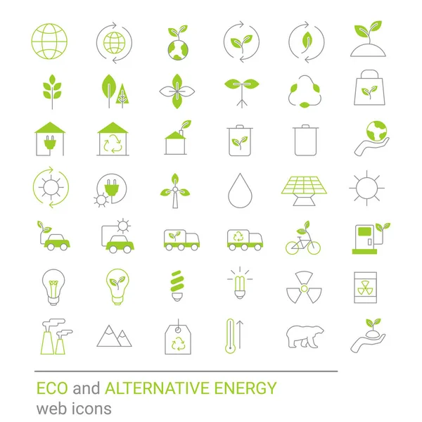 Conjunto Iconos Verdes Ecología Medio Ambiente Qué — Archivo Imágenes Vectoriales