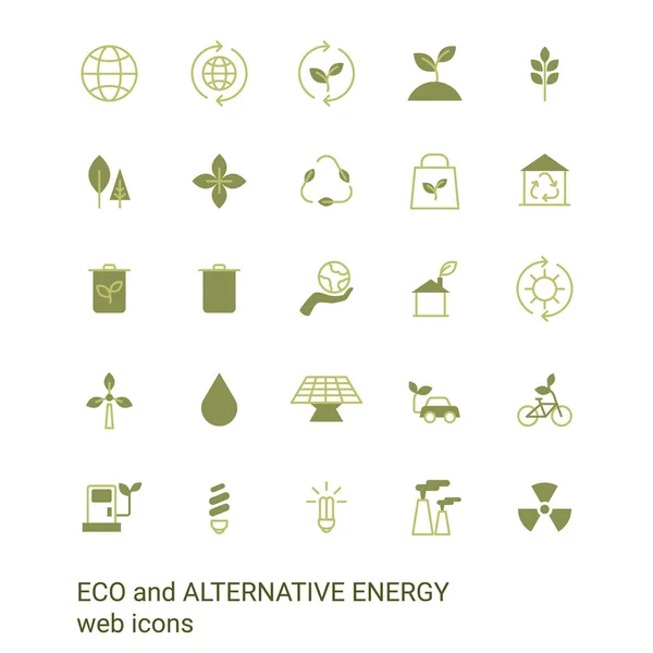 Conjunto Iconos Verdes Ecología Medio Ambiente Qué — Vector de stock