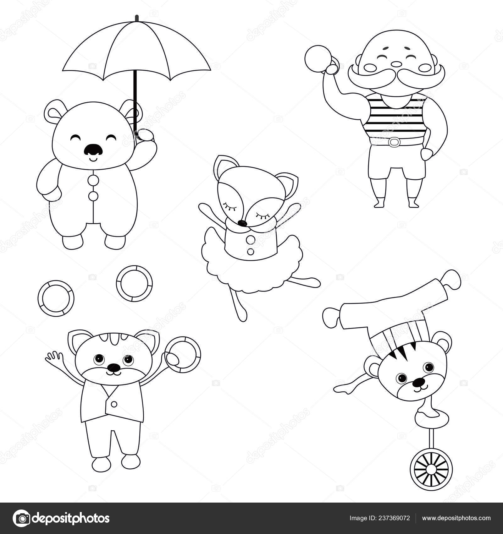 Circus Theme Set Circus Animals Artists Different Actions Includes
