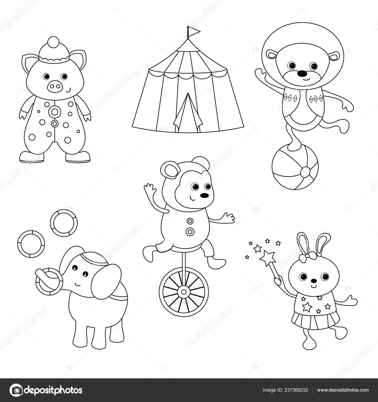 Circus Animals Clipart Coloring Pages