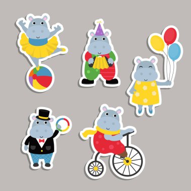 Sirk tema. Sirk suaygırları ile farklı eylemler kümesi.