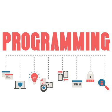 Kodlama ve kavram programlama. Vektör illüstrasyon izole. Modern düz tasarım.