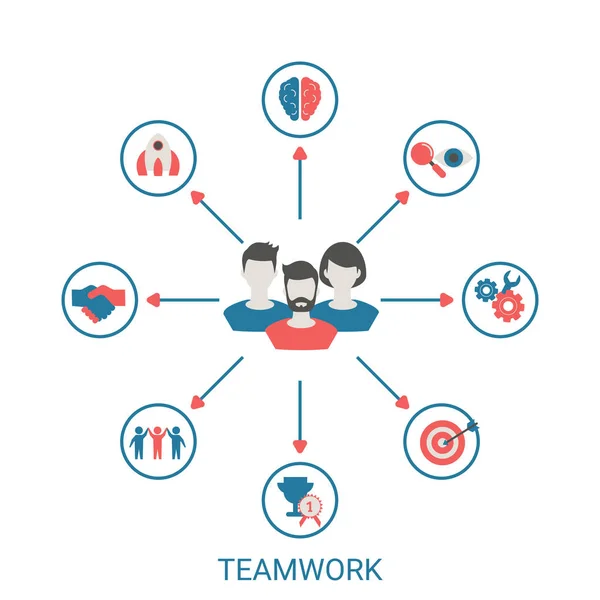 Concepto Trabajo Equipo Creativo Con Icono Gente Trabajo Equipo Infografía — Archivo Imágenes Vectoriales