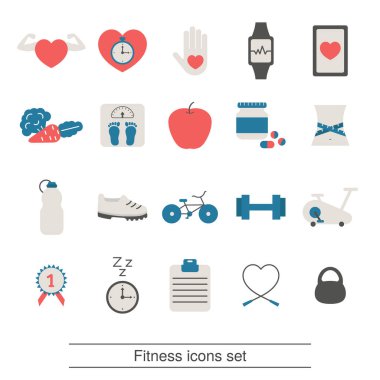 Fitness, sağlıklı yaşam Icon set