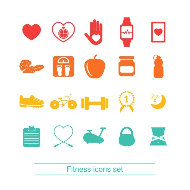 Fitness, sağlıklı yaşam Icon set