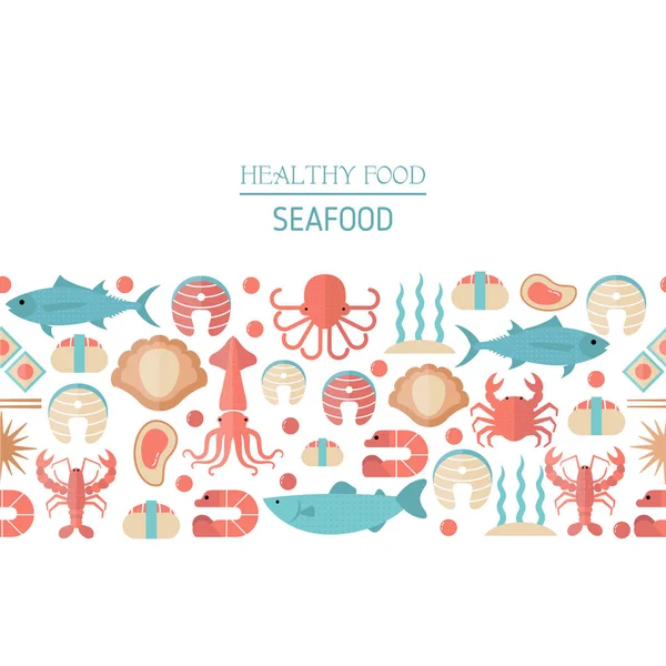 Fish and seafood flat icon — Stock Vector