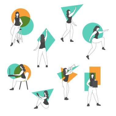 Farklı pozlar bir kadın seti.