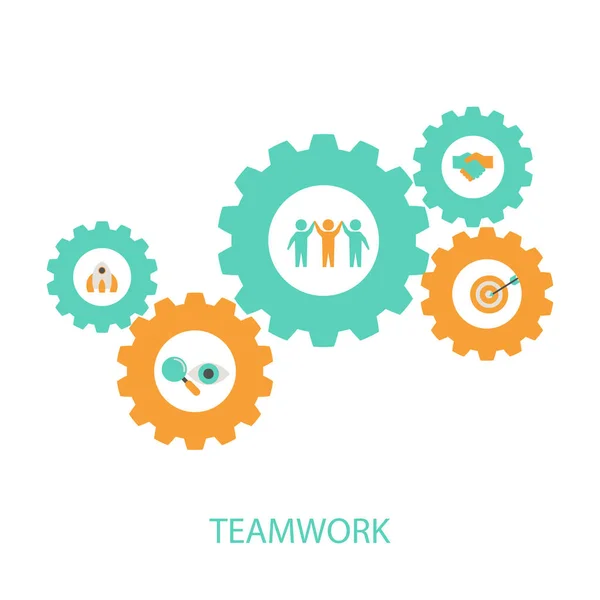 Teamwork Concept med affärs ikoner — Stock vektor