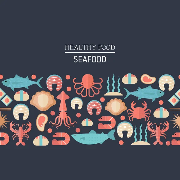 Fish and seafood flat icon — Stock Vector