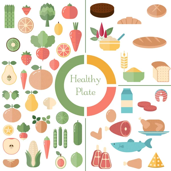 Concepto de alimentos saludables — Vector de stock