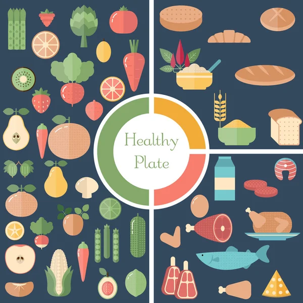 Concepto de alimentos saludables — Vector de stock