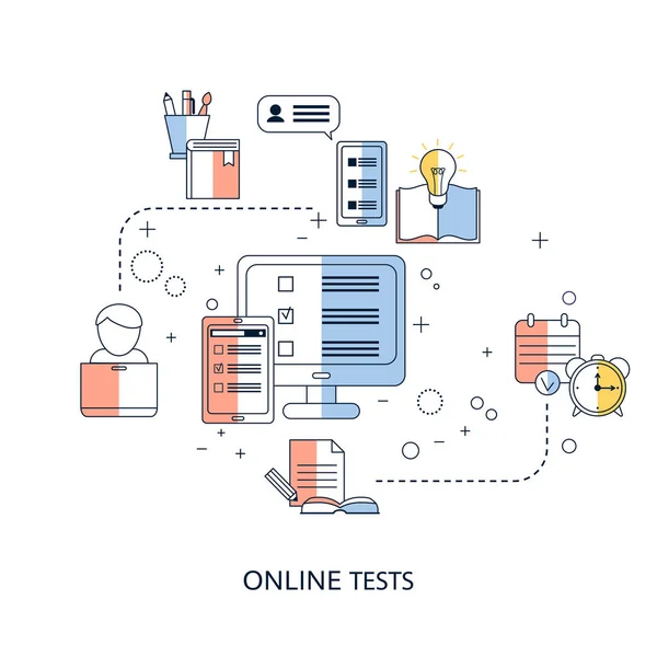 Test online o concetto di E-learning — Vettoriale Stock
