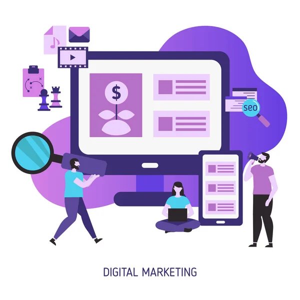 Concept digitale marketing en digitale technologieën — Stockvector