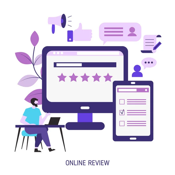 User online reviews concept — Stock Vector