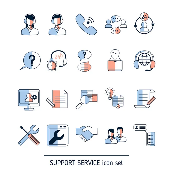 Ícones de serviço de suporte — Vetor de Stock