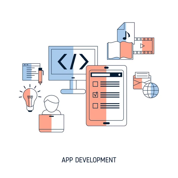 Concepto de desarrollo y diseño de aplicaciones — Vector de stock