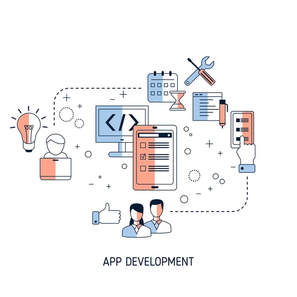 Desenvolvimento de aplicativos e conceito de design —  Vetores de Stock