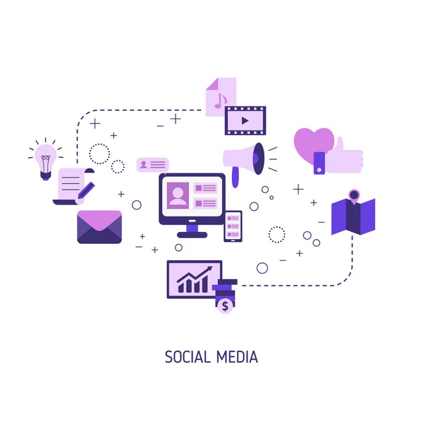 Concetto di connessione ai social media — Vettoriale Stock