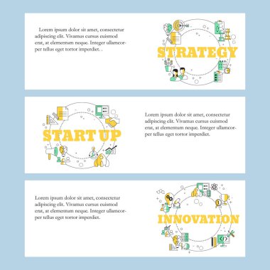 Web sitesi, iniş sayfası, ui, web pankartları ve tanıtım materyalleri için yenilik, şirket kurma ve iş stratejisi kavramları. Vektör şablonu.