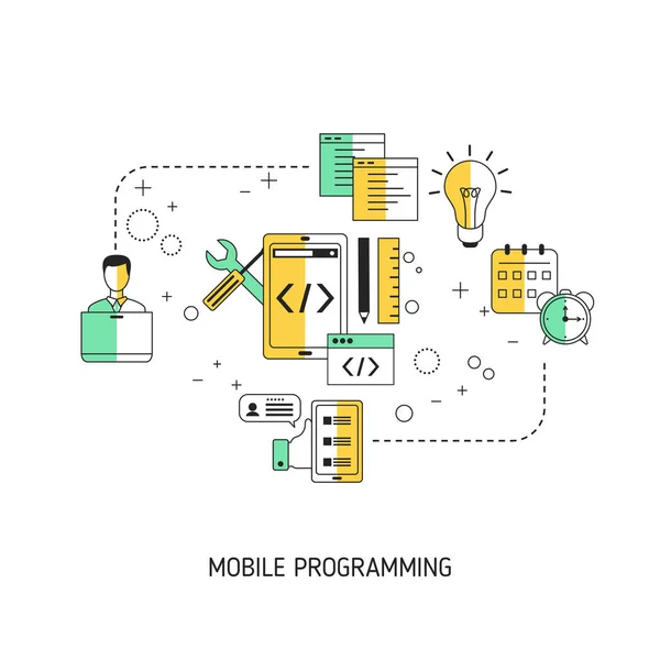 Κινητό Σχέδιο Προγραμματισμού Εικονογράφηση Διάνυσμα Για Την Ιστοσελίδα App Banner — Διανυσματικό Αρχείο