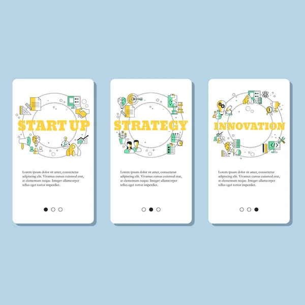 ウェブサイト モバイルウェブサイト ランディングページ Uiのためのスタートアップとビジネス戦略の概念 ベクトルテンプレート — ストックベクタ