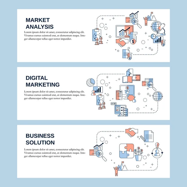 Marktanalyse Business Lösungen Und Digitale Marketingkonzepte Für Website Landing Page — Stockvektor