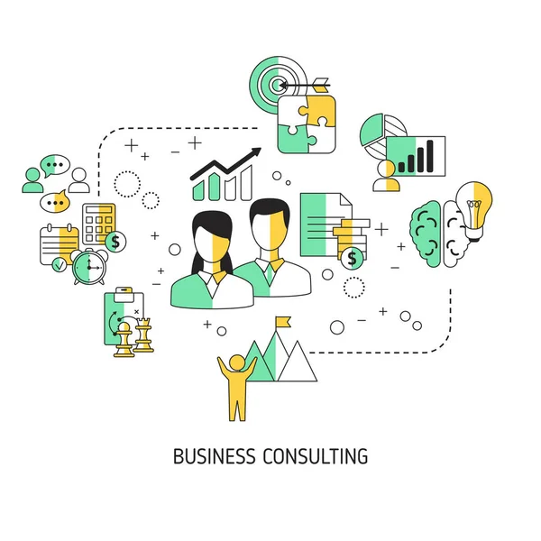 ビジネスアイコンとビジネスコンサルティングの概念 ベクターイラスト — ストックベクタ
