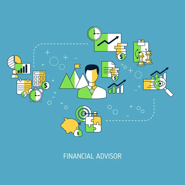 Financial Advisor Concept Business Icons Vector Illustration — Stock Vector