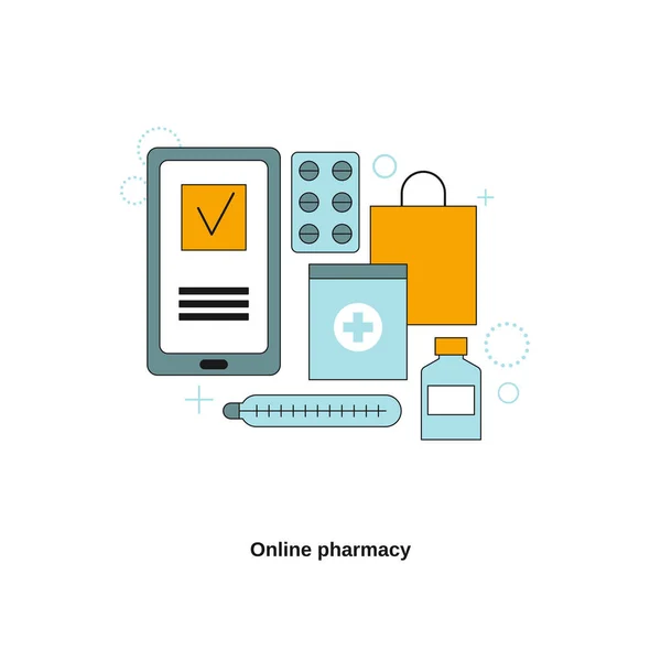 Online Pharmacy Concep Vector Template Website Mobile Website Landing Page — Stock Vector