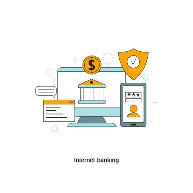 İnternet bankacılığı konsepti. Web sitesi, mobil web sitesi, iniş sayfası için vektör şablonu, ui.