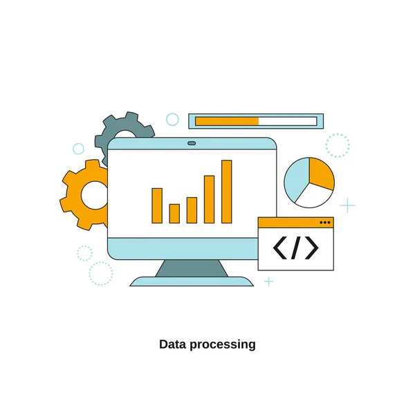 Data Processing Concept Vector Template Website Mobile Website Landing Page — Stock Vector
