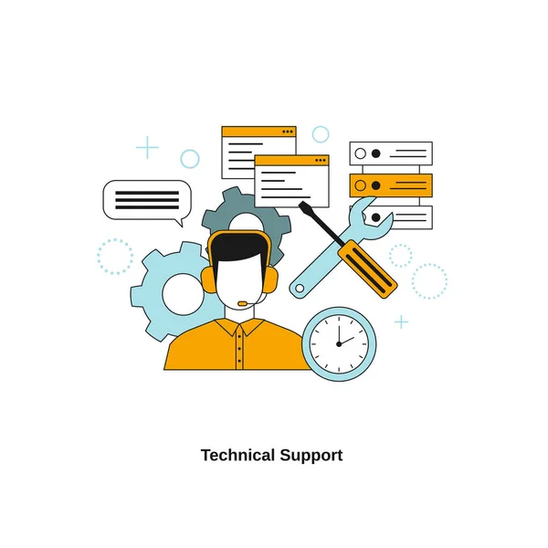Technical Support Concept Vector Template Website Mobile Website Landing Page — Stock Vector