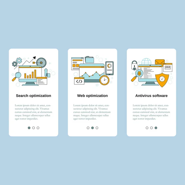 최적화 최적화 바이러스 소프트웨어 Vector Template Website Mobile Website Landing — 스톡 벡터