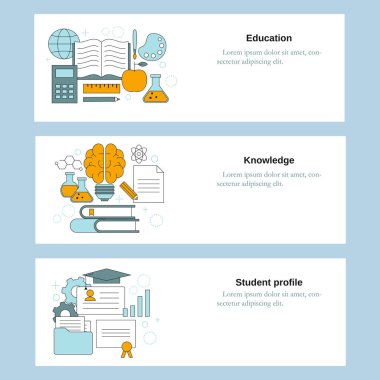 Eğitim, bilgi, öğrenci profili. Web sitesi, mobil web sitesi, iniş sayfası için vektör şablonu, ui.