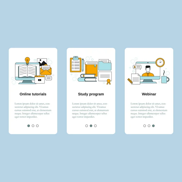 Online Tutorials Study Program Webinar Vector Template Website Mobile Website — 스톡 벡터