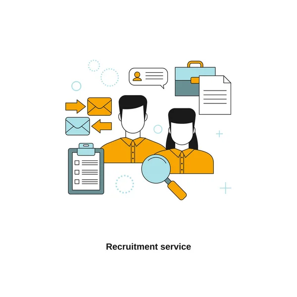 Recruitment Service Concept Vector Template Voor Website Mobiele Website Landing — Stockvector