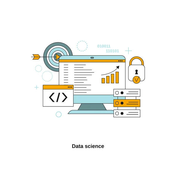 Konsep Ilmu Data Templat Vektor Untuk Situs Web Situs Seluler - Stok Vektor