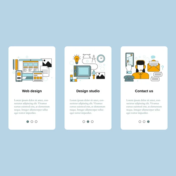 디자인 스튜디오 주세요 Vector Template Website Mobile Website Landing Page — 스톡 벡터