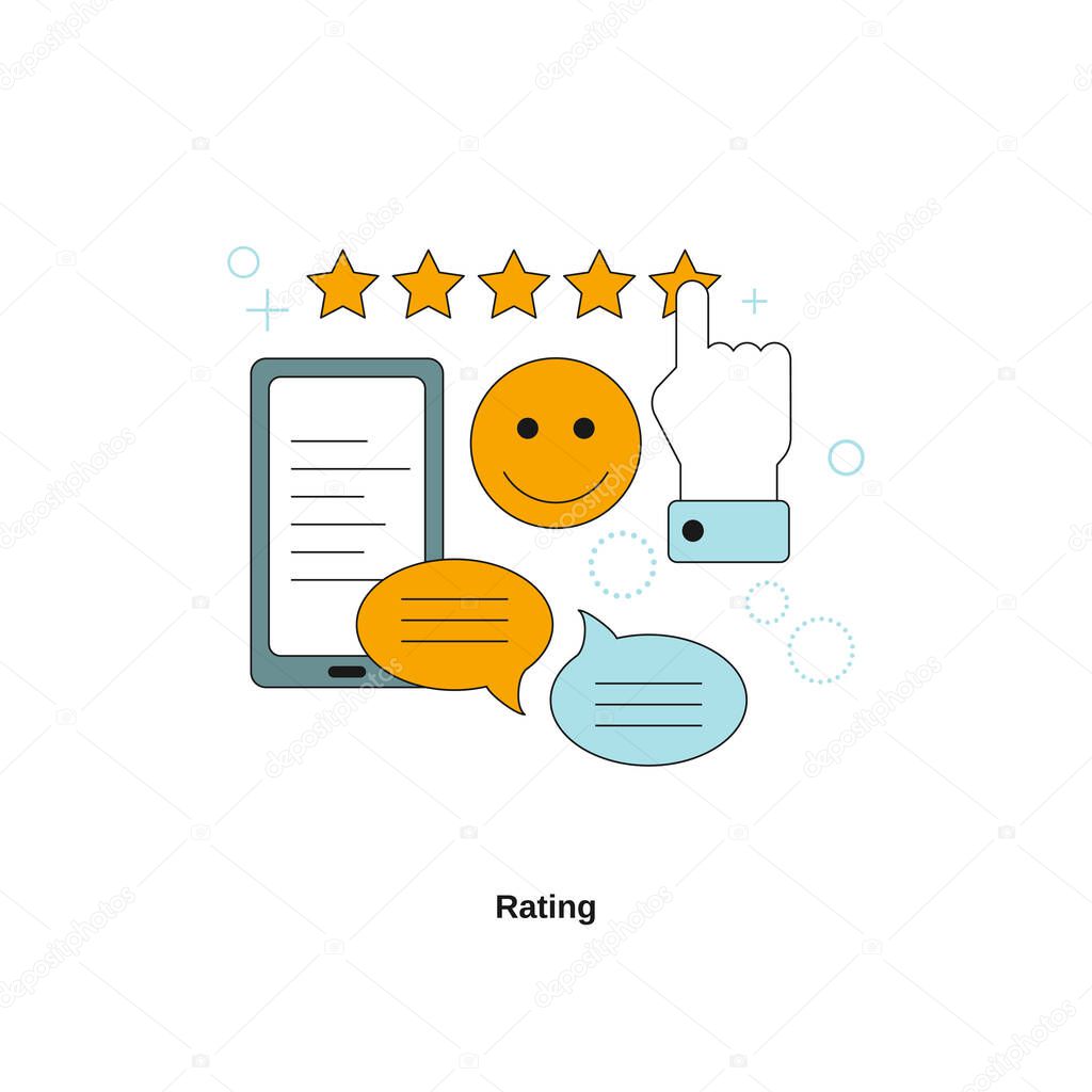 Rating concept. Vector template for website, mobile website, landing page, ui.