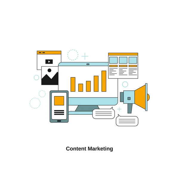 Concetto Content Marketing Modello Vettoriale Sito Web Sito Web Mobile — Vettoriale Stock