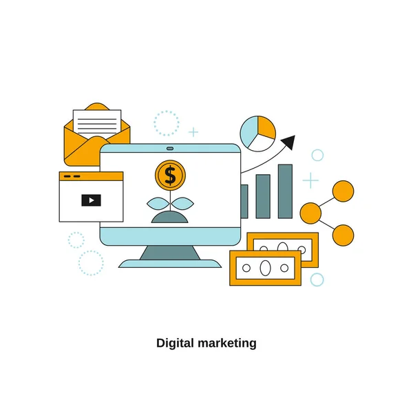 Digitales Marketing Vektorvorlage Für Website Mobile Website Landing Page — Stockvektor