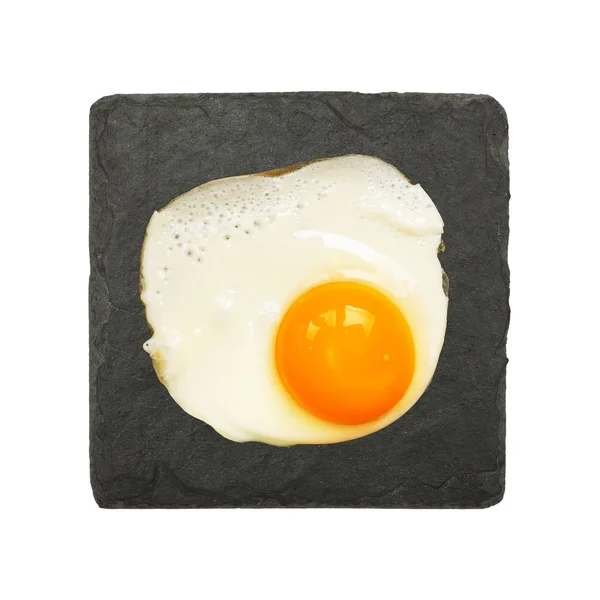 Κοντινό Πλάνο Μία Ηλιόλουστη Πλευρά Τηγανητό Αυγό Σερβίρεται Στο Πιάτο — Φωτογραφία Αρχείου