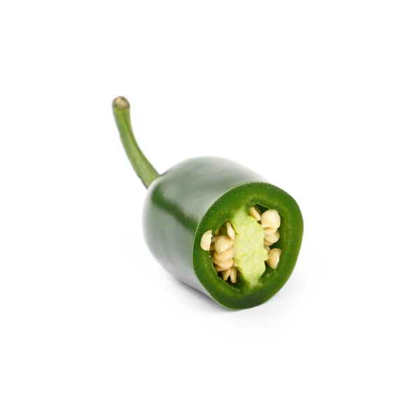 Close Van Een Geslepen Ronde Segment Van Verse Groene Jalapeno — Stockfoto