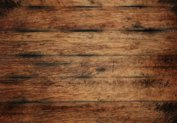 ヴィンテージブラウンバレル木製の板古いオーク樽の底の木の穀物の上に傷や黒い汚れと背景のテクスチャ 閉じる — ストック写真
